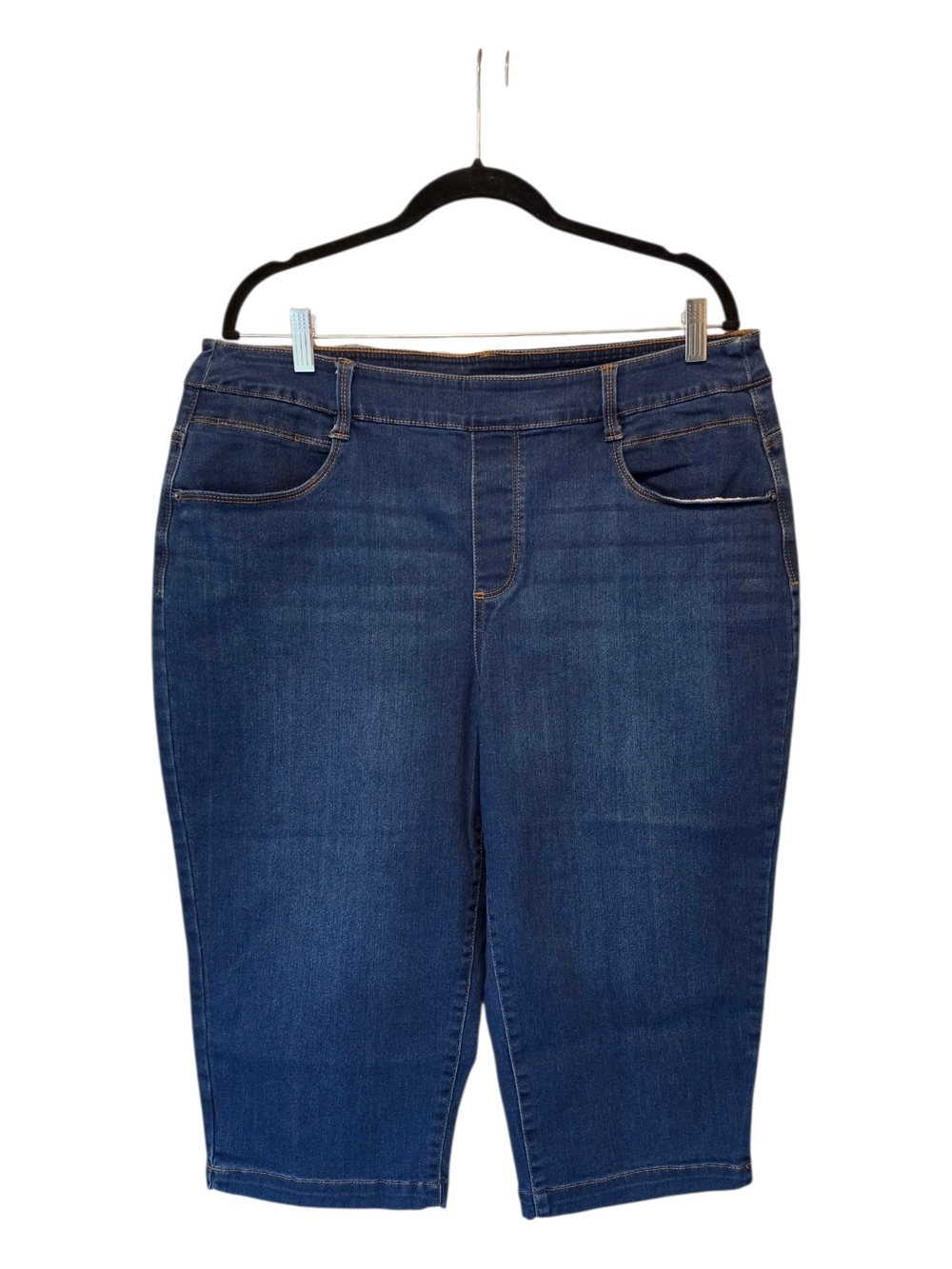 🎃Time and Tru Blue Denim Capris & Nike Purple Stripe Capri Leggings Size XL - Picture 2 of 7